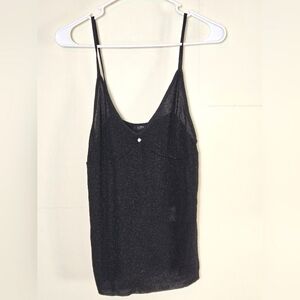 Oltre Y2K Made In Italy Babydoll Black Shimmer Cami Tank Romantic Goth, Medium